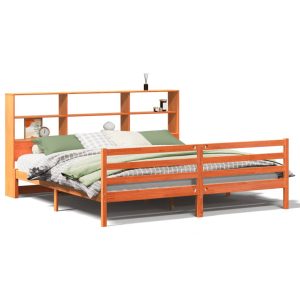 Łóżko z regałem bez materaca woskowy brąz drewno 200×200 cm 843934