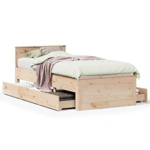 Łóżko z wezgłowiem bez materaca 90×190 cm drewno sosnowe 476803 Łóżko z wezgłowiem bez materaca 90×190 cm drewno sosnowe 476803