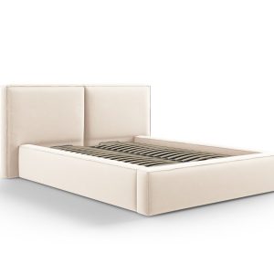 Łóżko ze schowkiem i zagłów. JODIE 140×200 Welur Beż jasny 274838 Łóżko ze schowkiem i zagłów. JODIE 140×200 Welur Beż jasny 274838