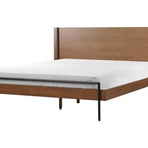 Łóżko ze stelażem 160×200 cm ciemne drewno 299747 Łóżko ze stelażem 160×200 cm ciemne drewno 299747