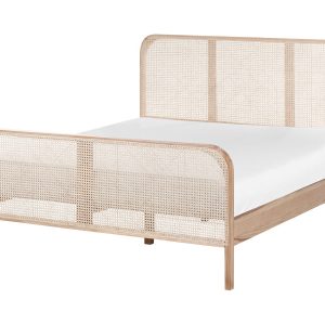 Łóżko ze stelażem 160×200 cm jasnobrązowa rama 658092 Łóżko ze stelażem 160×200 cm jasnobrązowa rama 658092