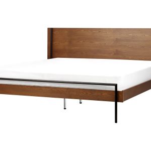 Łóżko ze stelażem 180×200 cm ciemne drewno 483680 Łóżko ze stelażem 180×200 cm ciemne drewno 483680
