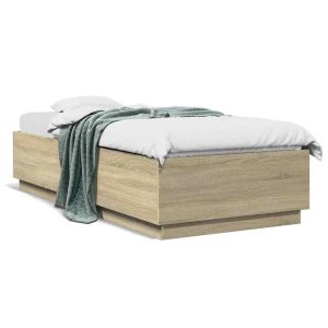 Łóżko Ze Stelażem Drewnopodobne Rama Łóżka Do Sypialni Pokoju 100×200 cm 720871 Łóżko Ze Stelażem Drewnopodobne Rama Łóżka Do Sypialni Pokoju 100×200 cm 720871