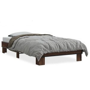 Łóżko Ze Stelażem Drewnopodobne Rama Łóżka Do Sypialni Pokoju 75×190 cm 724309 Łóżko Ze Stelażem Drewnopodobne Rama Łóżka Do Sypialni Pokoju 75×190 cm 724309