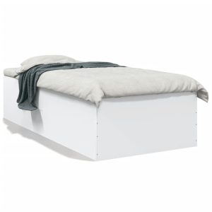 Łóżko Ze Stelażem Rama Łóżka Biała Do Sypialni Pokoju 100×200 cm, 472069 Łóżko Ze Stelażem Rama Łóżka Biała Do Sypialni Pokoju 100×200 cm, 472069
