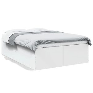Łóżko Ze Stelażem Rama Łóżka Biała Do Sypialni Pokoju 135×190 cm 472678 Łóżko Ze Stelażem Rama Łóżka Biała Do Sypialni Pokoju 135×190 cm 472678