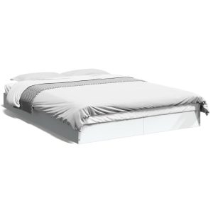 Łóżko Ze Stelażem Rama Łóżka Biała Do Sypialni Pokoju 140×200 cm 728749 Łóżko Ze Stelażem Rama Łóżka Biała Do Sypialni Pokoju 140×200 cm 728749