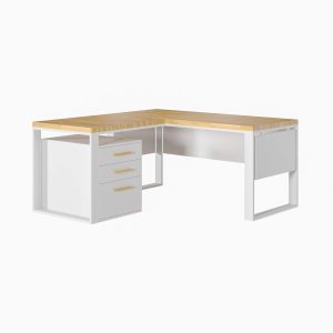 Luksusowe Biurko Narożne Loft Office w Białym Kolorze 312755