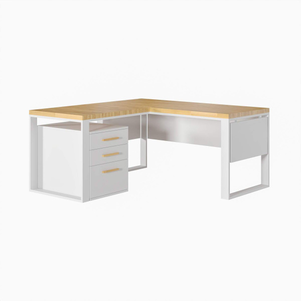 Luksusowe Biurko Narożne Loft Office w Białym Kolorze 312755