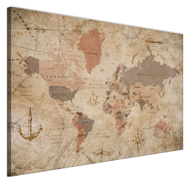 LUMASOUL Jednoczęściowy obraz, Motyw Mapa, Rozmiar 90x60 cm 952642