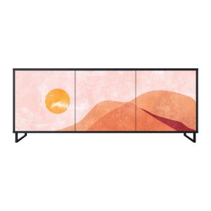LUMINOUS SUNLIGHT Komoda 3 drzwi Czarna-Metalowa ramka czarna 442137