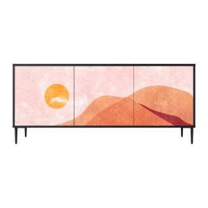 LUMINOUS SUNLIGHT Komoda 3 drzwi Czarna-Metalowa szpilka czarna 442358