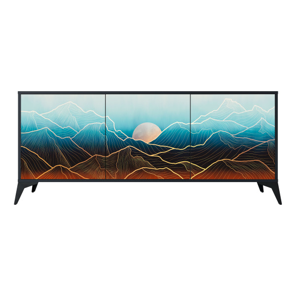 LUNAR SECRETS Komoda 3 drzwi Czarna-Metalowa gwiazdka czarna 441620