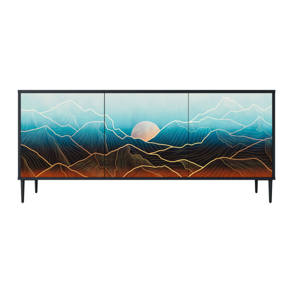 LUNAR SECRETS Komoda 3 drzwi Czarna-Metalowa szpilka czarna 442531