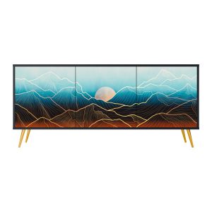 LUNAR SECRETS Komoda 3 drzwi Czarna-Metalowa szpilka złota 442270 LUNAR SECRETS Komoda 3 drzwi Czarna-Metalowa szpilka złota 442270