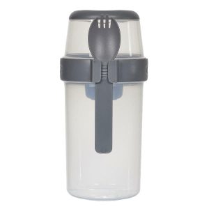Lunch box z 3 przegródkami 1l szary z łyżką/widelcem 716230 Lunch box z 3 przegródkami 1l szary z łyżką/widelcem 716230