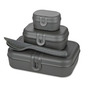 Lunchbox PASCAL READY, zestaw 3 pojemników i sztućce, KOZIOL 286387 Lunchbox PASCAL READY, zestaw 3 pojemników i sztućce, KOZIOL 286387
