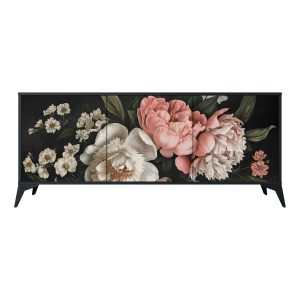 LUSH ELEGANCE Komoda 3 drzwi Czarna-Metalowa gwiazdka czarna 442162 LUSH ELEGANCE Komoda 3 drzwi Czarna-Metalowa gwiazdka czarna 442162