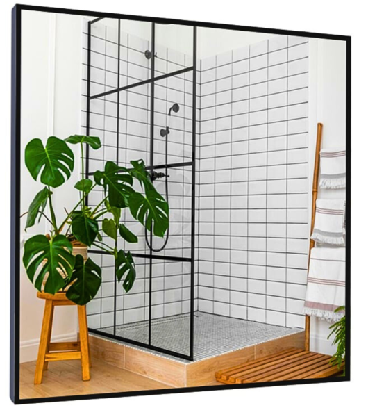 Lustro 110x110 W Czarnej Ramie Aluminiowej Mat Loft Bez Oświetlenia Loftowe 740138