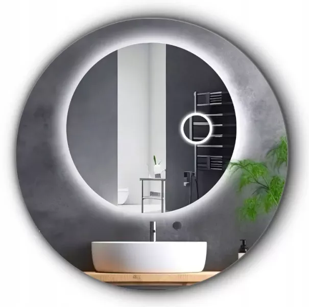 Lustro 60cm Okrągłe Led 480 diod/m Z Lusterkiem Kosmetycznym Do Makijażu 741024