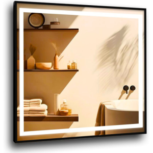 Lustro 90×90 w czarnej ramie led 480 diod/m aluminium loft podświetlane 742431 Lustro 90×90 w czarnej ramie led 480 diod/m aluminium loft podświetlane 742431