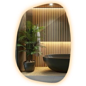 Lustro Asymetryczne LED do Salonu | Światło Ciepłe | 49 x 34 cm 775732 Lustro Asymetryczne LED do Salonu | Światło Ciepłe | 49 x 34 cm 775732