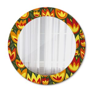 Lustro dekoracyjne Ścienne fi60 okrągłe – Tulipany retro 124811 Lustro dekoracyjne Ścienne fi60 okrągłe – Tulipany retro 124811