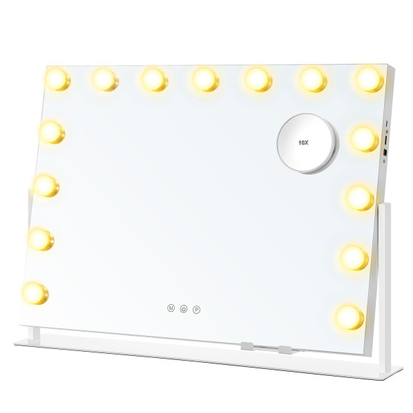 Lustro do makijażu LED 15x żarówek, 3 barwy, dotykowe, USB-A/USB-C 1005619