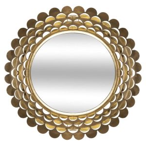 Lustro glamour złote, metalowa rama, Ø 91 cm 102560 Lustro glamour złote, metalowa rama, Ø 91 cm 102560