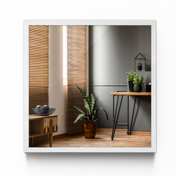 Lustro Kwadratowe Ścienne Wiszące w Białej Ramie 50x50 cm 102540