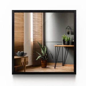 Lustro Kwadratowe Ścienne Wiszące w Czarnej Ramie 50×50 cm 102503 Lustro Kwadratowe Ścienne Wiszące w Czarnej Ramie 50×50 cm 102503
