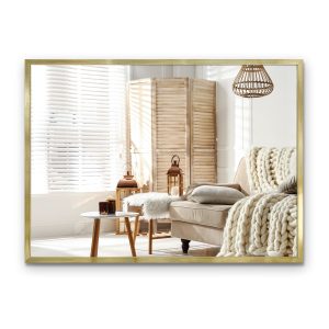 Lustro Kwadratowe Ścienne Wiszące w Złotej Ramie lustro ścienne 70×50 cm 1078282 Lustro Kwadratowe Ścienne Wiszące w Złotej Ramie lustro ścienne 70×50 cm 1078282