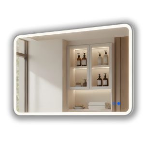 Lustro łazienkowe 100×70 srebro szczotkowane LED dotyk + mata zaokrąglone 994742 Lustro łazienkowe 100×70 srebro szczotkowane LED dotyk + mata zaokrąglone 994742