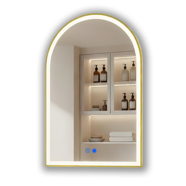 Lustro łazienkowe 60x90 złoto szczotkowane LED dotyk + mata portal 994735