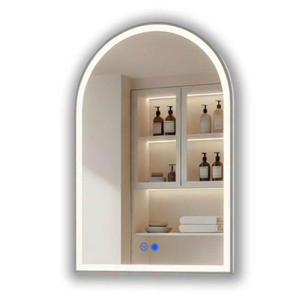 Lustro łazienkowe 70x100 srebro szczotkowane LED dotyk + mata portal 994741