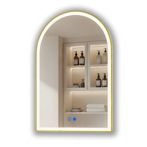 Lustro łazienkowe 70×100 złoto szczotkowane LED dotyk + mata portal 994722