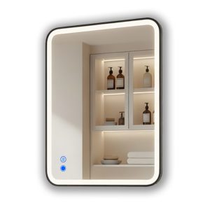 Lustro łazienkowe 80×60 czarny mat LED Dual dotyk + mata zaokrąglone 994725 Lustro łazienkowe 80×60 czarny mat LED Dual dotyk + mata zaokrąglone 994725