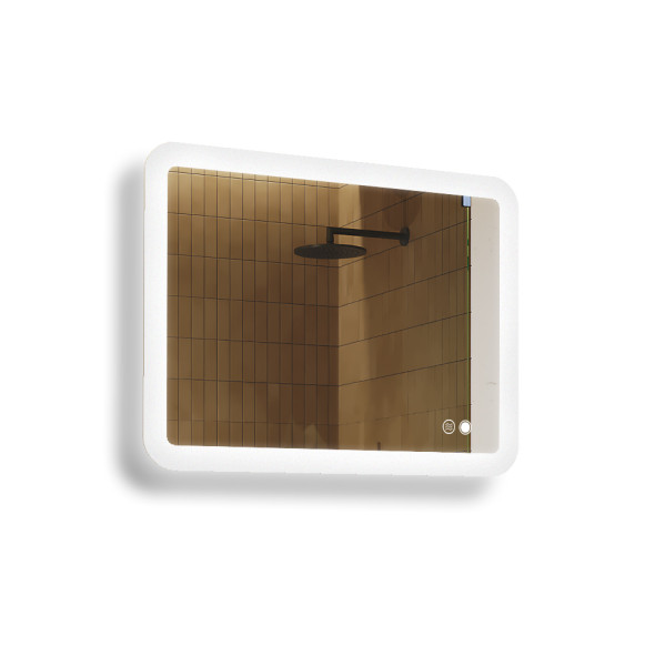 Lustro łazienkowe 80x60cm zaokrąglone - LED Dual, włącznik, mata grzewcza 741976