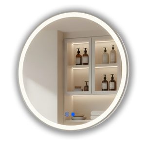 Lustro łazienkowe 80×80 srebro szczotkowane LED dotyk + mata okrągłe 994748 Lustro łazienkowe 80×80 srebro szczotkowane LED dotyk + mata okrągłe 994748