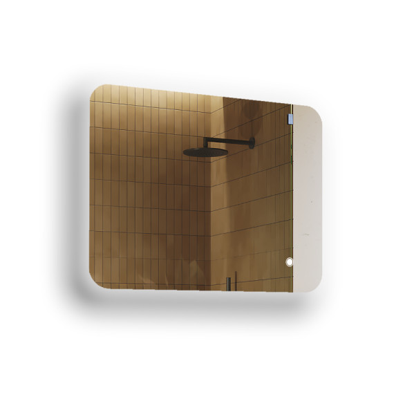 Lustro łazienkowe LED 80x60cm - zaokrąglone - LED Dual, włącznik 741924