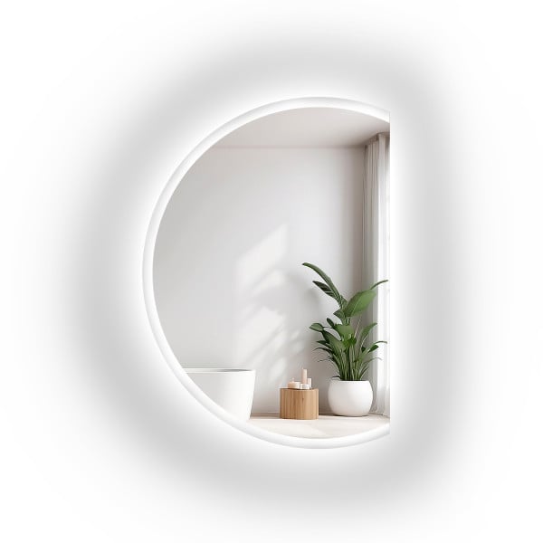 Lustro łazienkowe okrągłe ścięty bok z LED -CAPELLA LED ŚCIĘTY BOK 824208