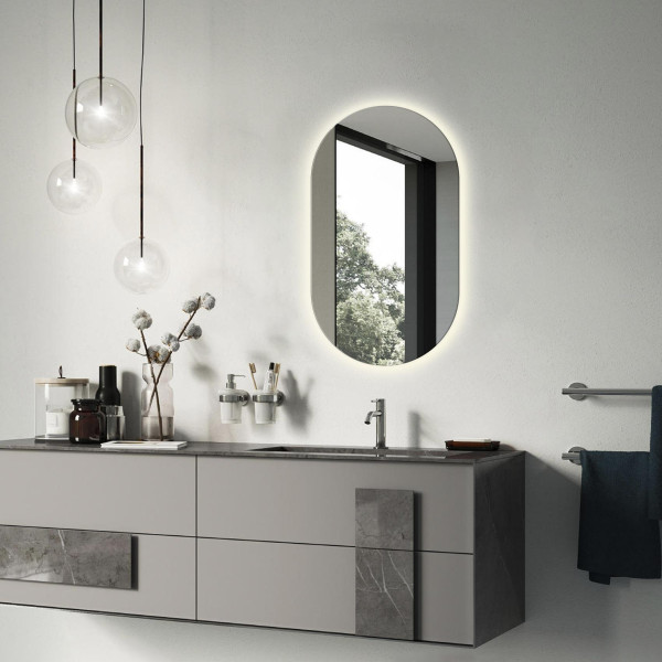 Lustro Łazienkowe Owalne Led Ścienne Designerskie 70x40 cm 117440