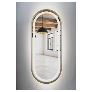 Lustro łazienkowe ścienne LED 60×125 cm bez włącznika złote 54993