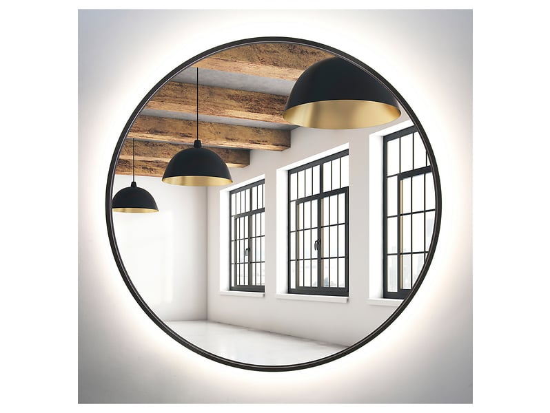 Lustro łazienkowe ścienne LED 65 cm bez włącznika czarne 54895