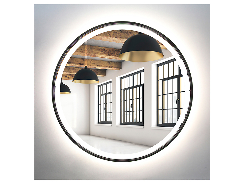 Lustro łazienkowe ścienne LED 65 cm bez włącznika czarne 54879