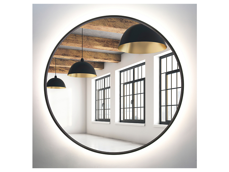 Lustro łazienkowe ścienne LED 90 cm bez włącznika czarne 54893