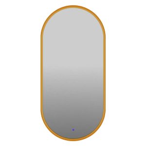 Lustro łazienkowe ścienne owalne LED 45×80 cm bez piaskowania z włącznikiem złote 108763