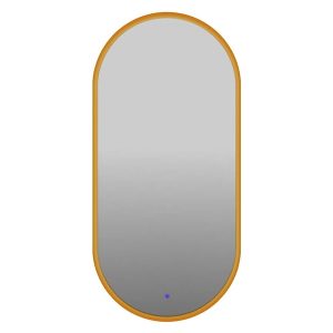 Lustro łazienkowe ścienne owalne LED 55×120 cm bez piaskowania z włącznikiem złote 108768