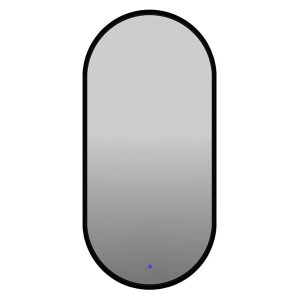 Lustro łazienkowe ścienne owalne LED 55×155 cm bez piaskowania z włącznikiem czarne 108741