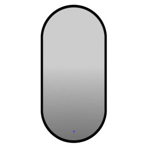 Lustro łazienkowe ścienne owalne LED 55×90 cm bez piaskowania z włącznikiem czarne 108740